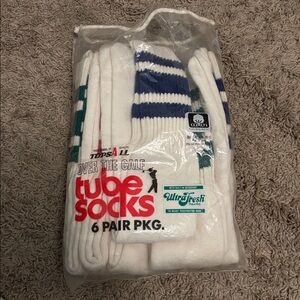 Vintage 80's Woolworth Brand 6 Pack of Striped Tube Socks!